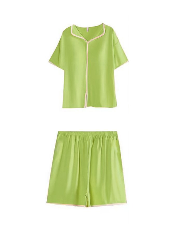 Breathable Comfortable Loose Casual Plain Lounge Set