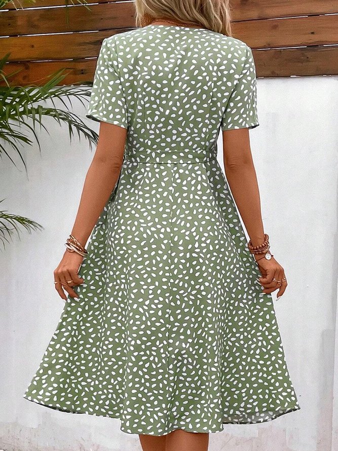 Womens Print Knot Side Wrap Dress