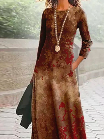 Boho Ethnic Crew Neck Dress