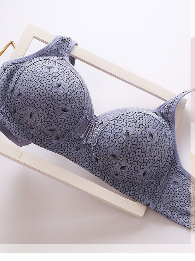 Lace Geometric Printing Casual Cotton C&D Cup Bra & Bralette