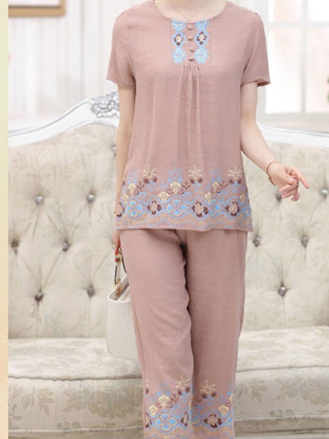 Cotton And Linen Pajama Set