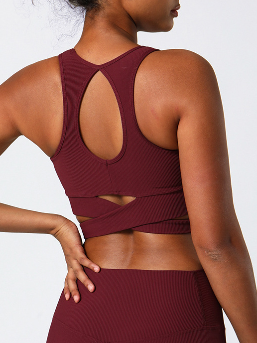 Plain Crew Neck Casual Sports Bra