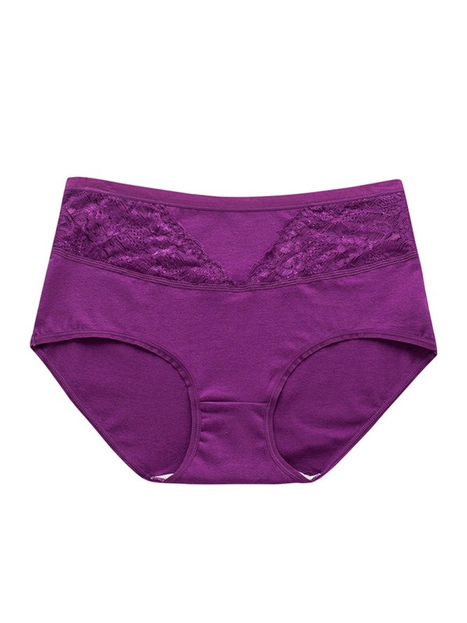 Lace Antibacterial Cotton High Waist Briefs