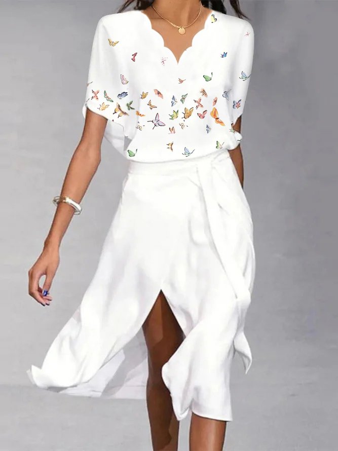 Butterfly V Neck Elegant Dress