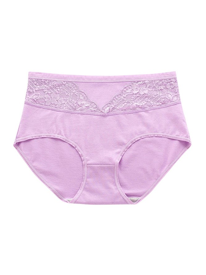 Lace Antibacterial Cotton High Waist Briefs