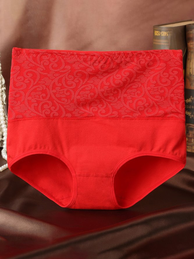 Jacquard Cotton Breathable High Waist Briefs