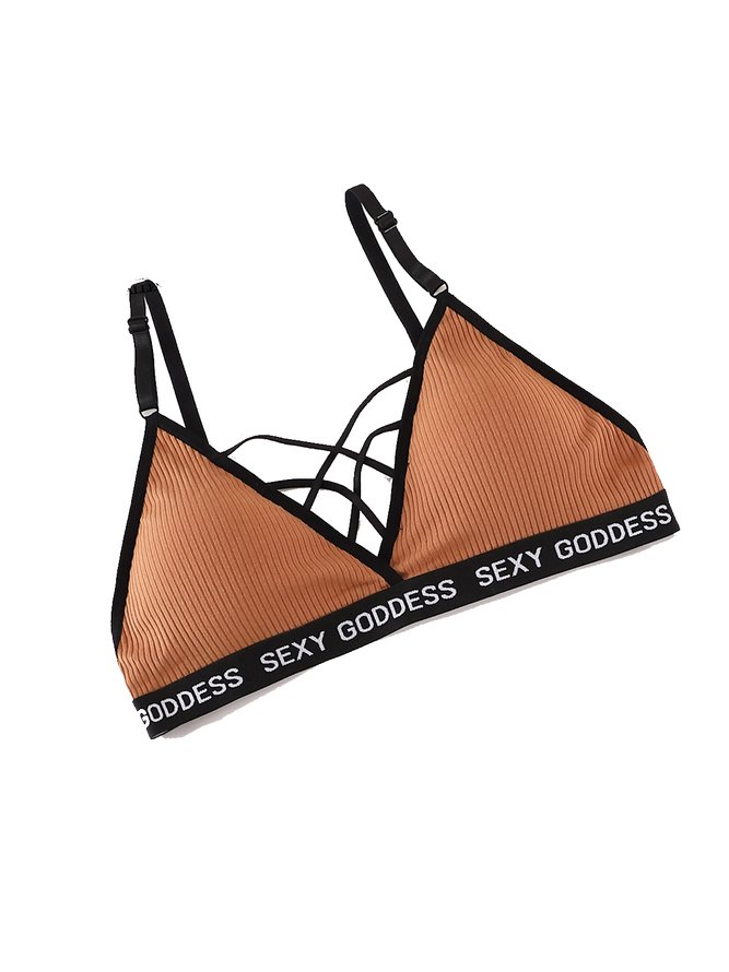 Cotton Text Letters Bra & Bralette