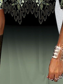 Casual Ethnic Ombre Design Square Neck Knit Dress