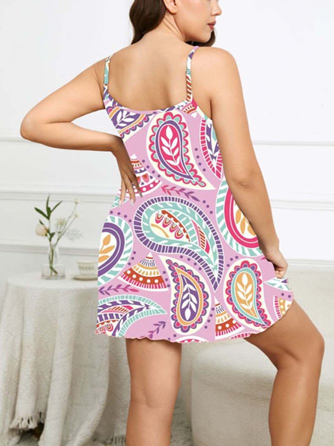 Casual Printed Sling Plus Size Nightdress