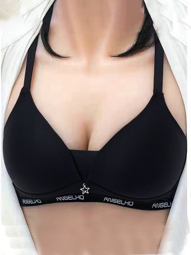 Breathable Comfort Text Light Cup Bra & Bralette