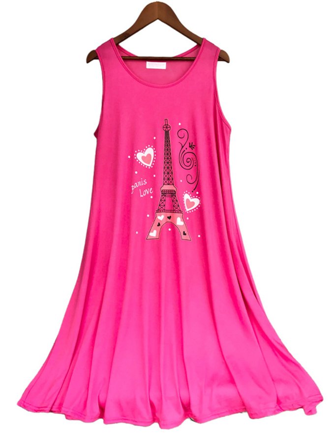 Breathable Comfortable Loose Eiffel Tower Vest Nightdress