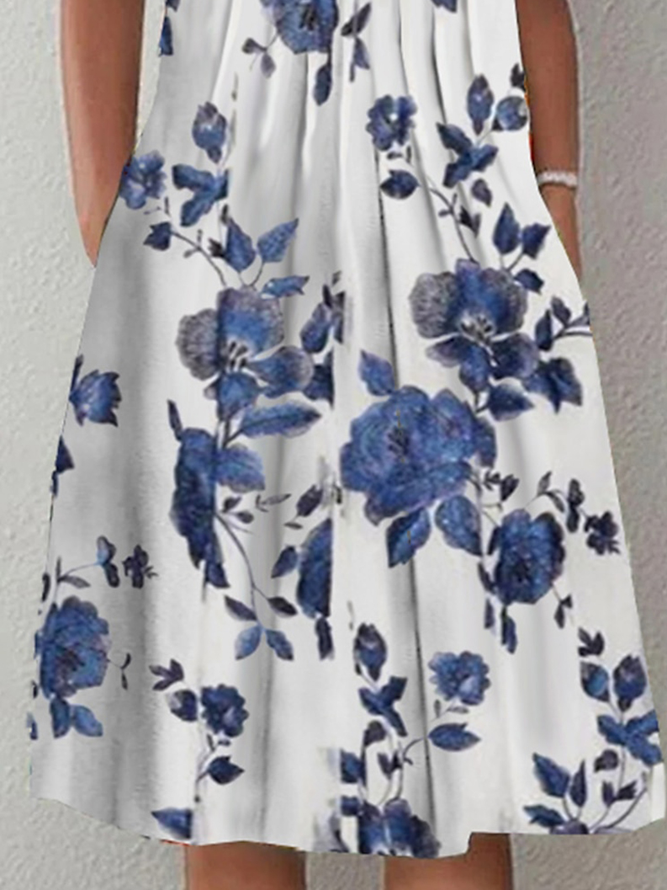 Casual Crew Neck Ruched Dress