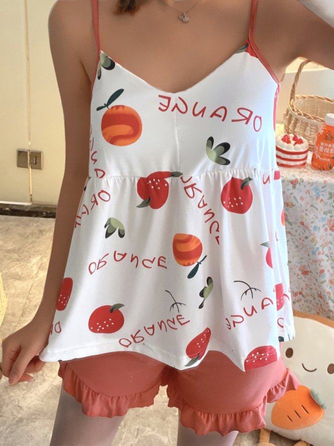 Fruit-Print Casual Pajama Set