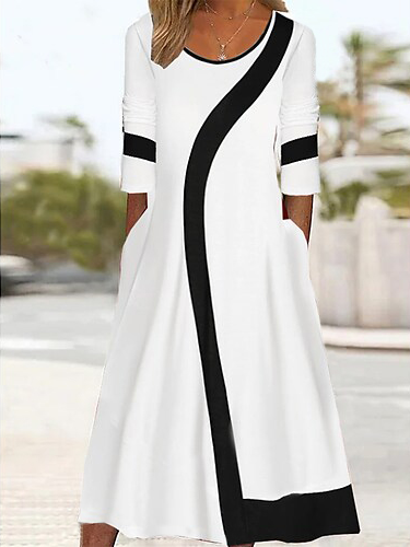 Casual Color Block Loose Dress