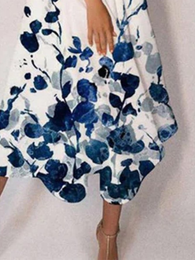 Floral Elegant Crew Neck Loose Two-Piece Set