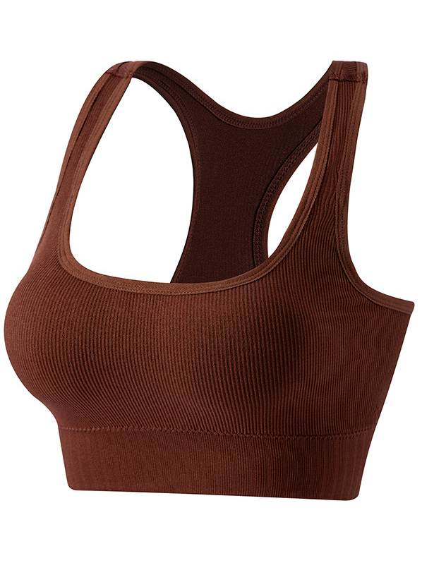 Casual Crew Neck Plain Sports Bra