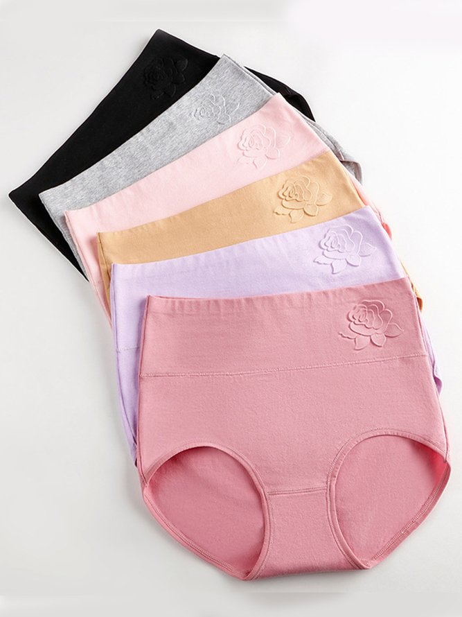 Embossed Cotton High Waist Tummy Control Briefs