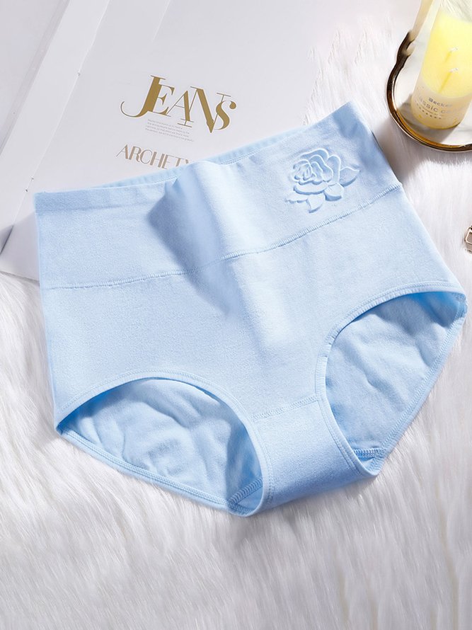 Embossed Cotton High Waist Tummy Control Briefs