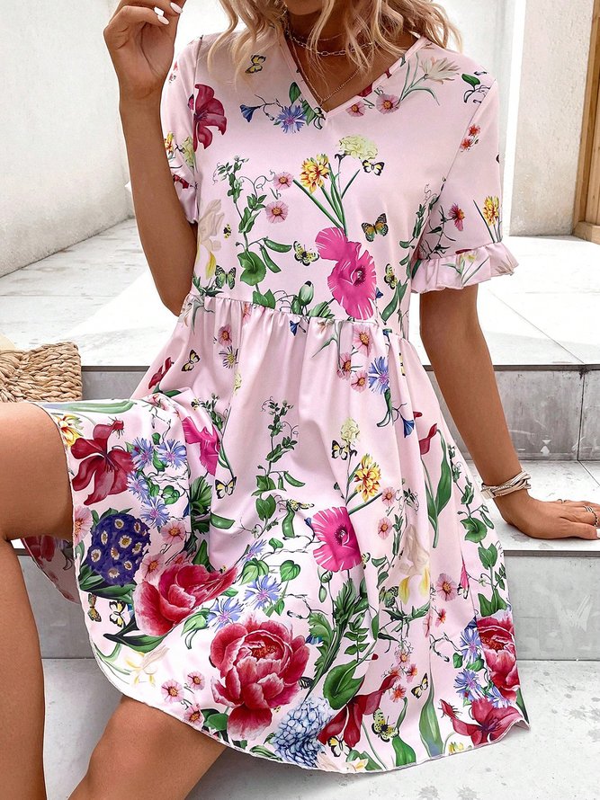 Womens V Neck Elegant Dress