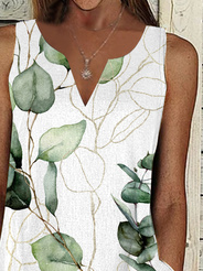 Leaf Loose Casual V Neck Dress