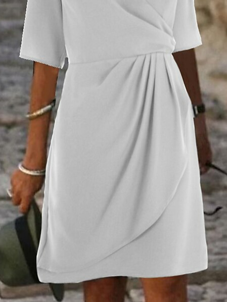 Loose V Neck Casual Dress With No Belt