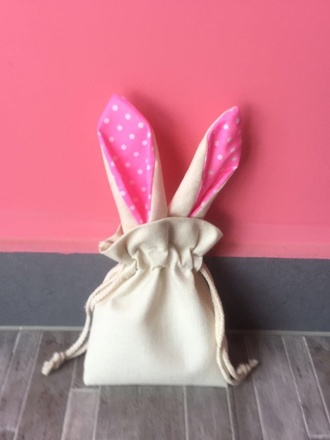 Easter Bunny Ears Canvas Storage Drawstring Bag