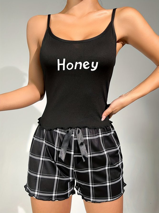 Casual Text Check Pajama Set