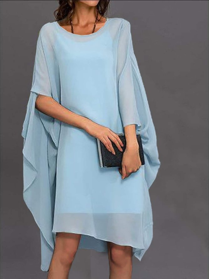 Plain Urban Crew Neck Dress