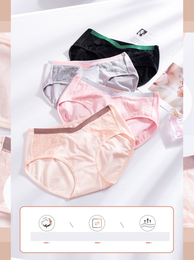 Floral Semi-Casual Lace Low Waist Support Panties