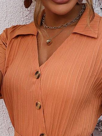 Regular Fit Lace-Up Plain Casual Dress