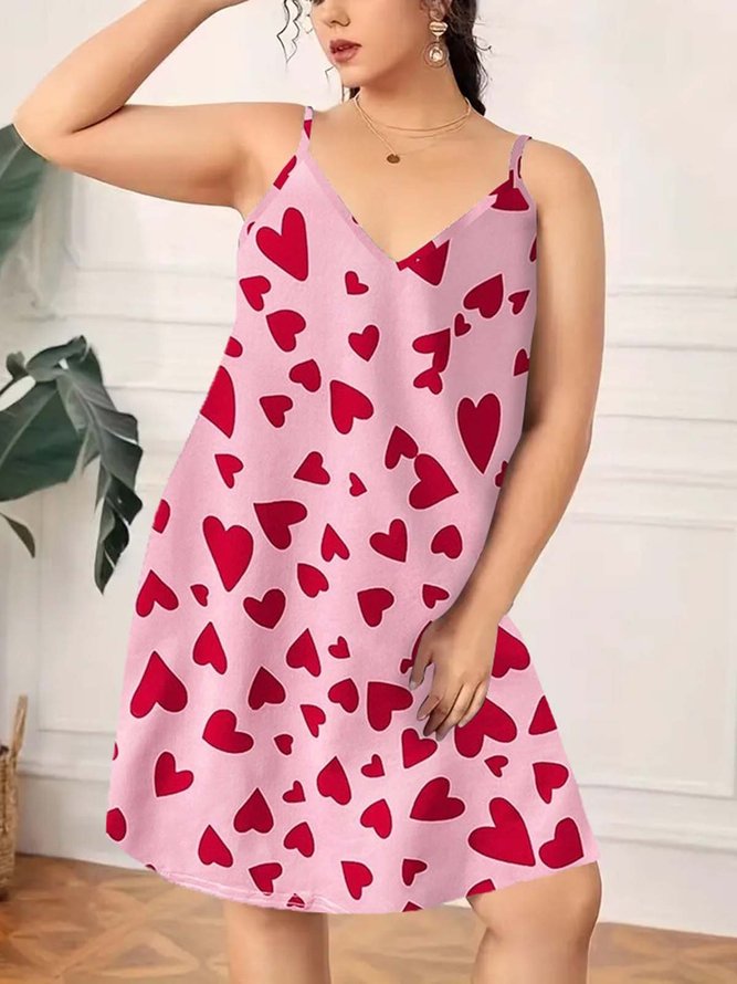 Casual Printed Sling Plus Size Nightdress