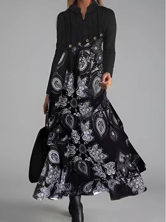 Casual V Neck Regular Fit Paisley Dress