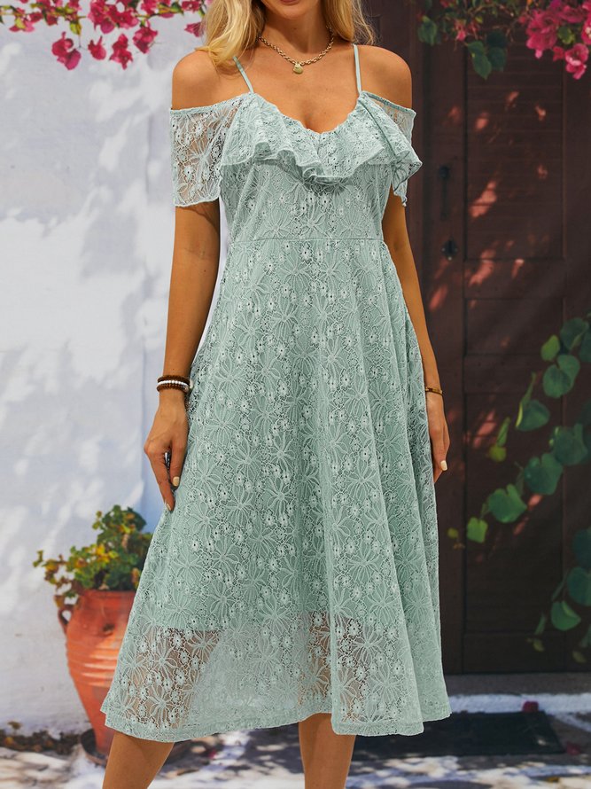 V Neck Lace Elegant Dress