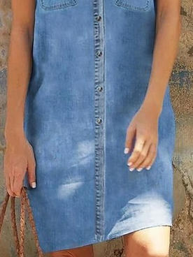 Plain V Neck Casual Dress With No Belt