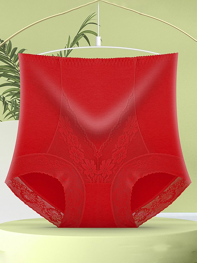 Breathable High Elastic Casual High Waist Lace Briefs