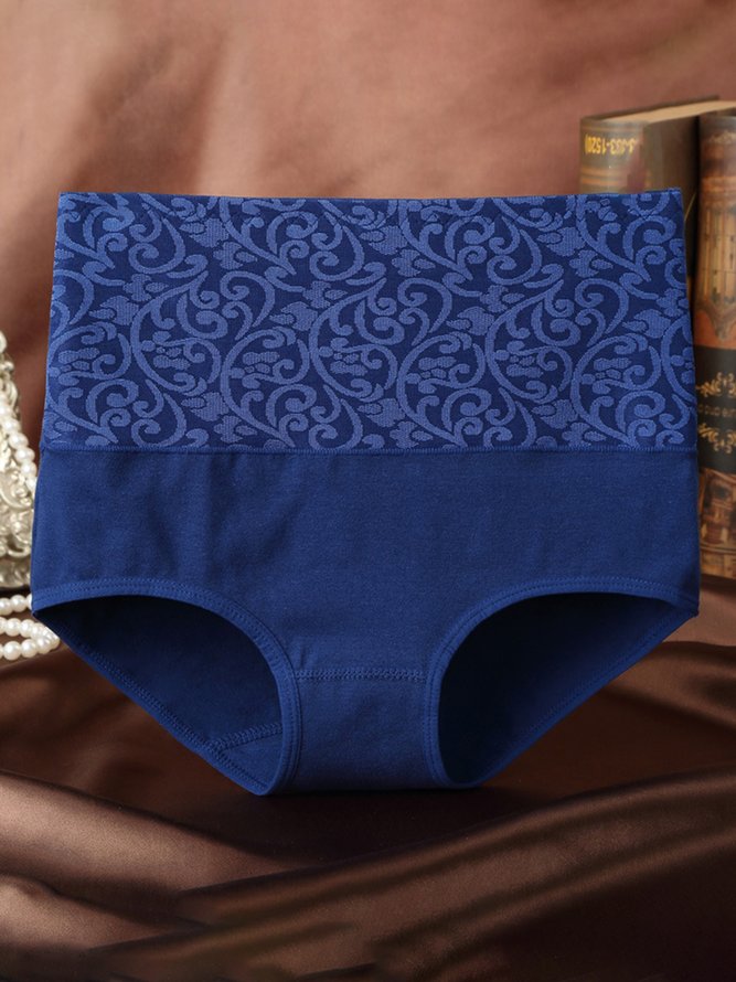 Jacquard Cotton Breathable High Waist Briefs
