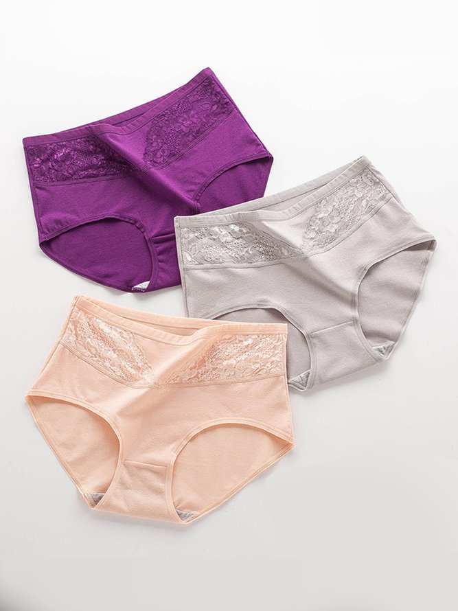 Lace Antibacterial Cotton High Waist Briefs