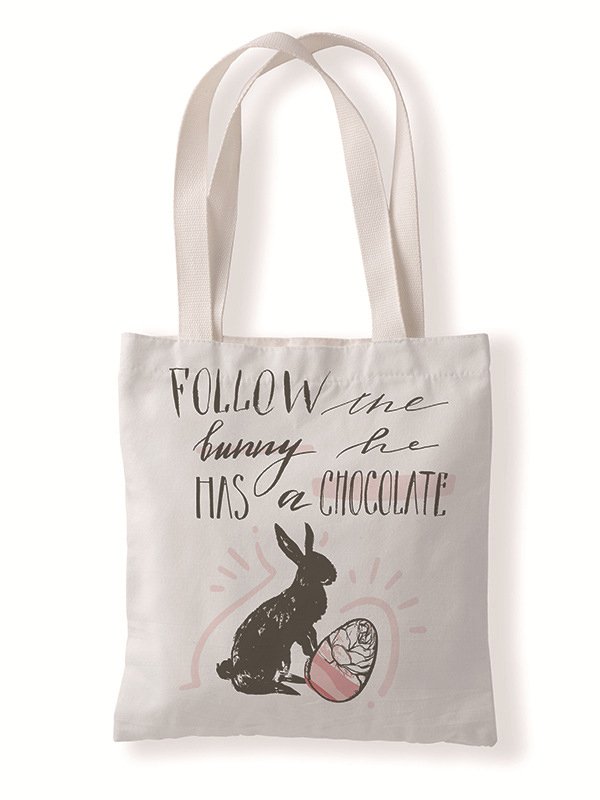 Easter Bunny Egg Pattern Canvas Tote Bag Environmentally Friendly Reusable