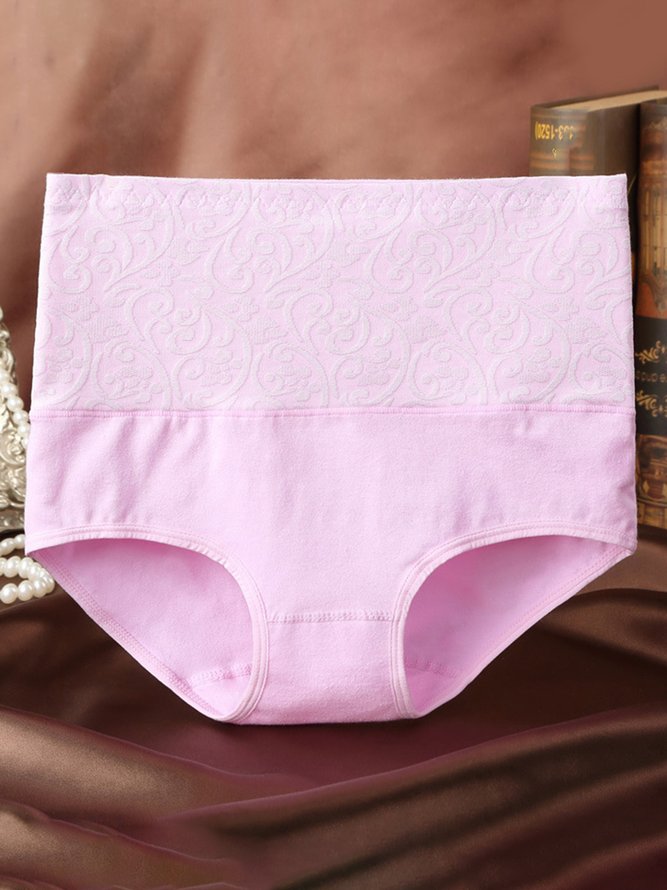 Jacquard Cotton Breathable High Waist Briefs