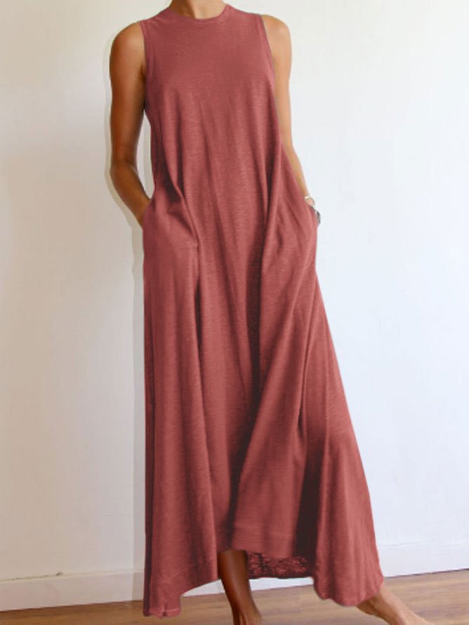 Round Neck Loosen Solid Knitting Dress