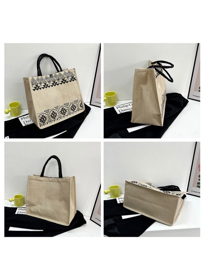 Casual Ethnic Pattern Straw Shoulder Bag Handbag Vacation Beach Women