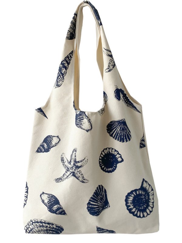Casual Ocean Pattern Canvas Shoulder Bag Tote Bag Holiday Ethnic Boho