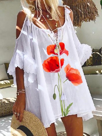 Short Sleeve Casual Weaving Dress