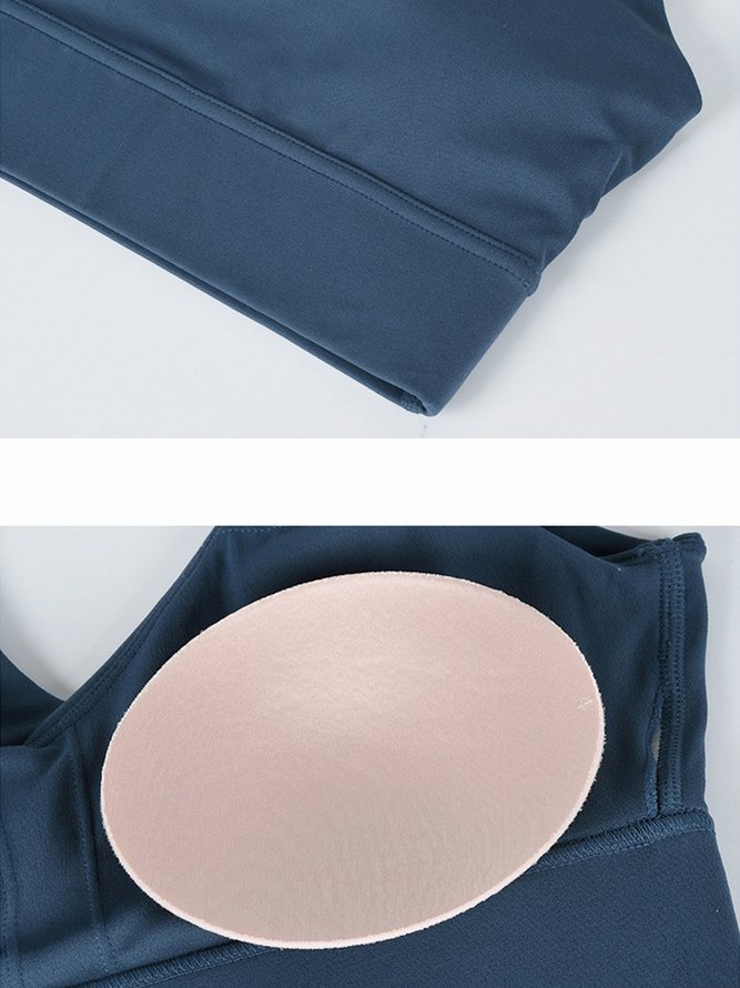 Plain Casual Crew Neck Sports Bra