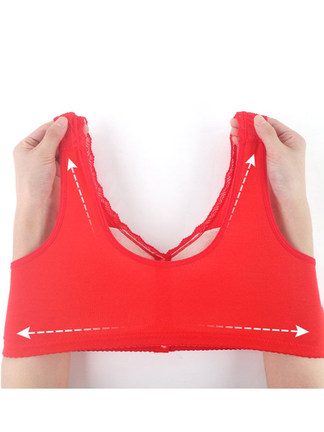 Breathable Casual Lace Front Button Tank Top Bra & Bralette