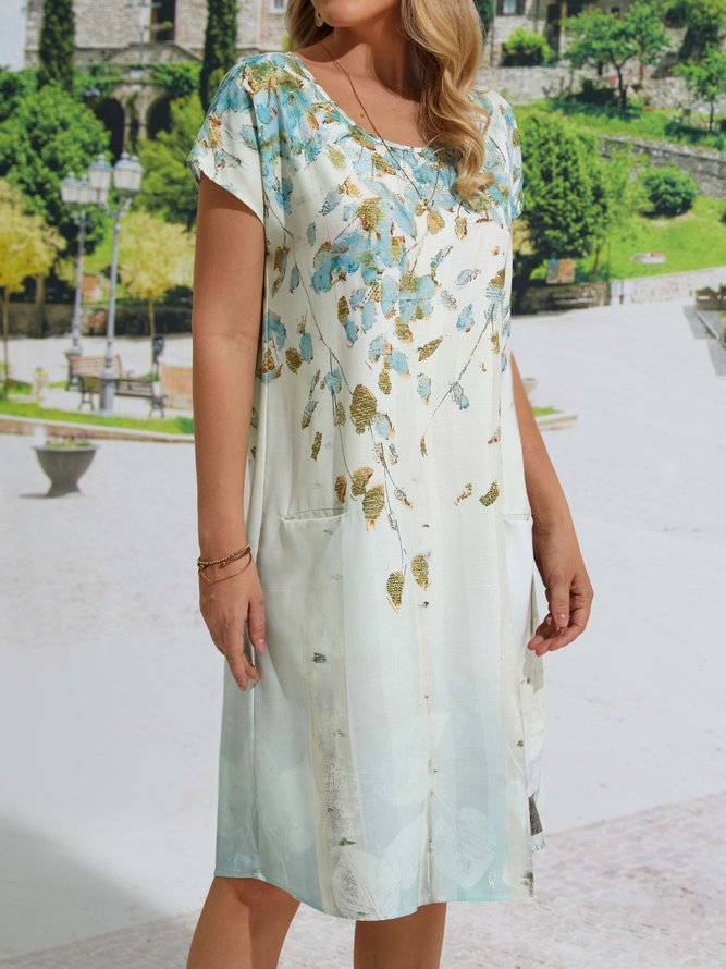 Casual Floral Crew Neck Dress