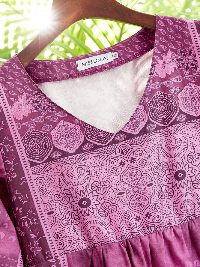 Jacquard V Neck Going Out Cotton Mini Dress