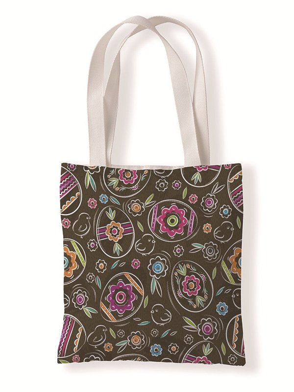 Easter Bunny Egg Pattern Canvas Tote Bag Environmentally Friendly Reusable