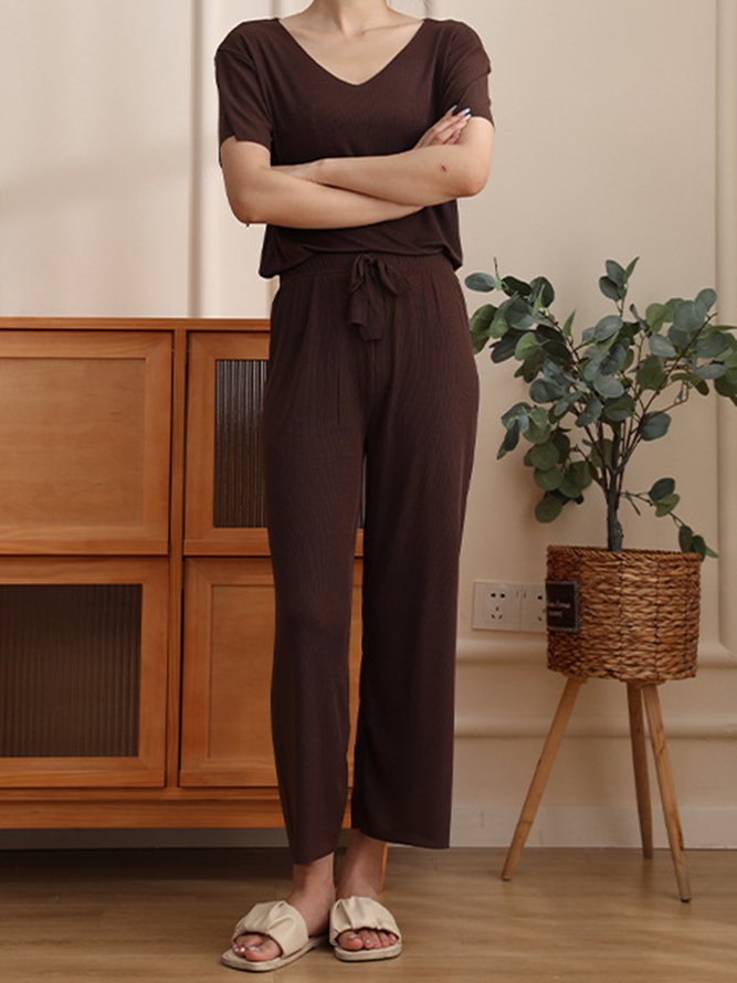 Ice Silk Fabric Short-sleeved Trousers Homewear Two-piece Set