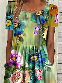 Floral Casual Loose Dress With No Belt